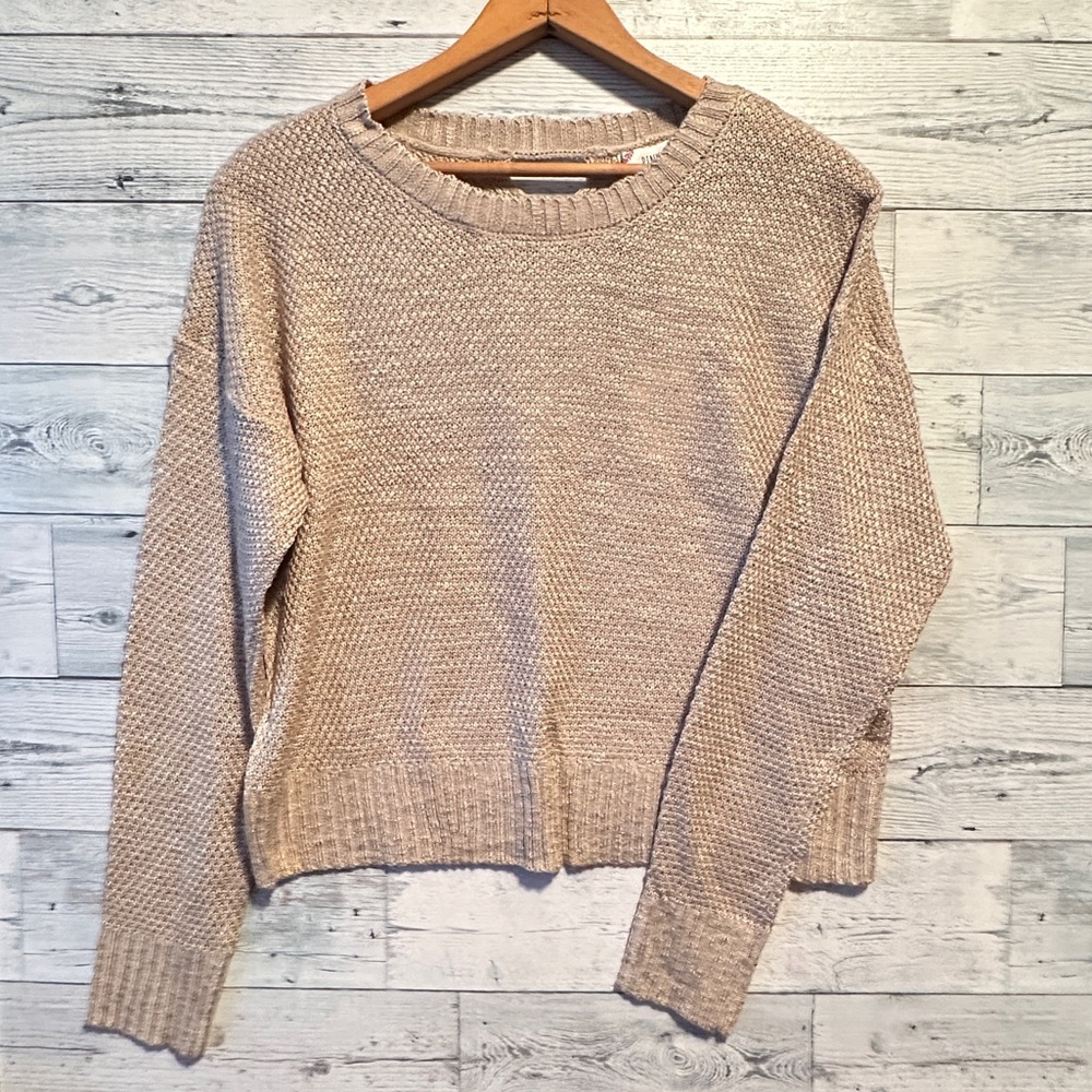 Pink Rose Tan Crewneck Sweater NWT Medium